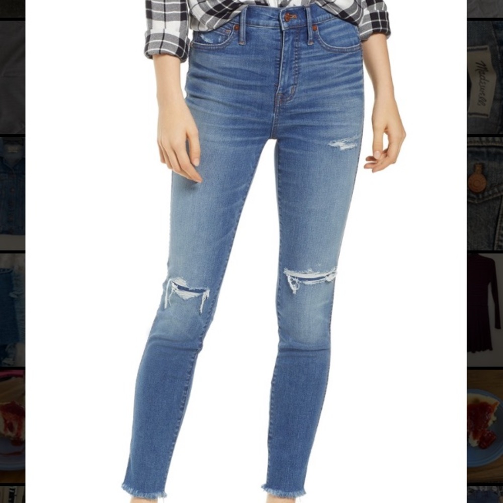 Madewell 10” high rise raw hem skinny jeans